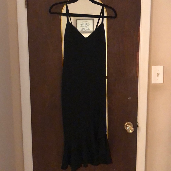 strappy frill hem midi dress
